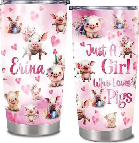Vista 11 de Vaso de café de viaje personalizado con diseño de flamenco, tazas aisladas con tapa con nombre personalizado animal estampado floral, vasos de acero