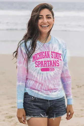 Vista 24 de Blue 84 Camiseta de manga larga con licencia oficial de la NCAA para mujer, teñido anudado