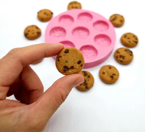Vista 2 de Galletas de chispas de chocolate 8 cavidades Molde de galletas de chispas de chocolate molde de cera se derrite Multi-Proyecto Molde de silicona