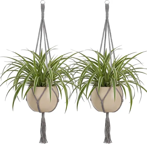 Vista 12 de EBOOT Paquete de 3 cuerdas grandes de macramé para colgar plantas de 33, 41, 48 pulgadas, para colgar macetas para decoración de interiores