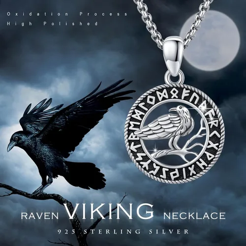 Vista 5 de Viking Animal Necklace 925 Sterling Silver WolfRavenDeerFoxSnake Necklace Viking Witcher Medallion Vegvisir Witcher Necklaces Viking Jewelry for Men