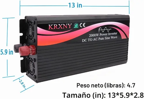 Vista 4 de Inversor de corriente 2000 W, 24 V CC a 110 V 120 V CA, convertidor