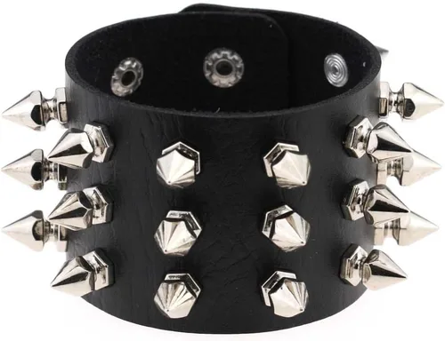 Vista 2 de FM FM42 Pulsera de piel sintética multicolor con remaches y hebilla ajustable, paquete de 2