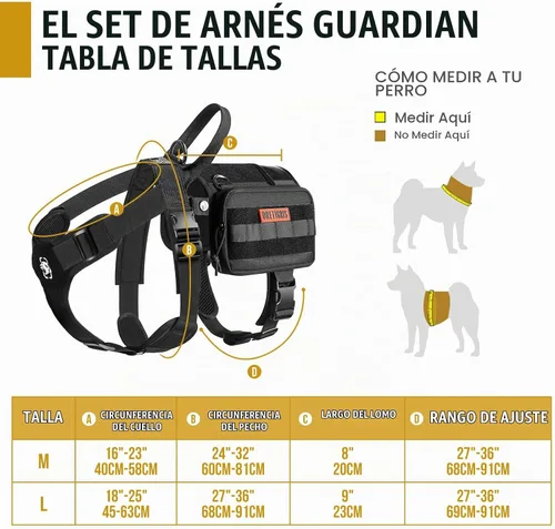 Vista 4 de OneTigris Arnés de Chaleco para Perro de Servicio, Capa para Perro de Servicio Arnés de Mochila para Perro Guardián con Bolsillos Bolsa de Sillín