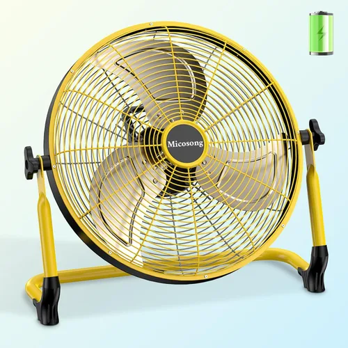 Vista 10 de Ventilador de suelo portátil de 14 pulgadas, ventilador de campamento inalámbrico para exteriores, ventilador recargable de larga duración