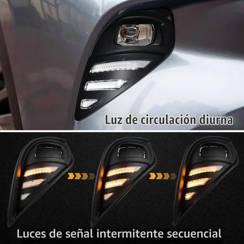 Vista 3 de Juego de luces LED de parachoques delantero con conmutación blanca/ámbar para niebla y circulación diurna con función de señal intermitente LED