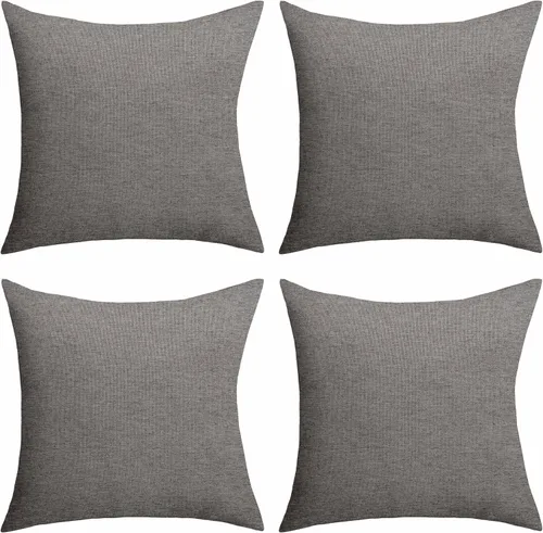 Vista 17 de Demetex Fundas de almohada de exterior impermeables de 16 x 16 pulgadas, fundas de almohada decorativas de lino para sala de estar, balcón y jardín