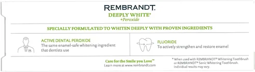 Vista 3 de Rembrandt Deeply White + Pasta de dientes blanqueadora de peróxido, sabor a menta, 3.5 onzas (paquete de 2) (el embalaje puede variar)