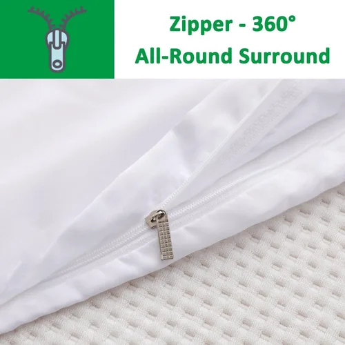 Vista 2 de Protector de colchón con cremallera, funda lavable impermeable y a prueba de polvo, se adapta a colchones de 2 a 3.9 in (individual/doble/Queen/King)