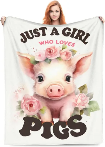 Vista 18 de Manta Linda con Diseño de Cerdito y Girasol, Regalos para Adultos y Niños, Manta de Franela de Dibujos Animados, Cerdito y Lechón, Suave, Cómoda