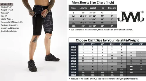Vista 6 de JWJ Men's 2 in 1 Workout Running Shorts 7 Inch Lightweight Athletic Gym Shorts with Compression Liner