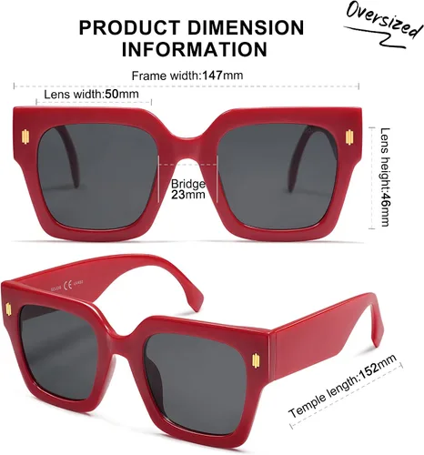 Vista 48 de SOJOS Gafas de sol cuadradas vintage de gran tamaño para mujer, estilo retro, de lujo, grandes, UV400 SJ2194