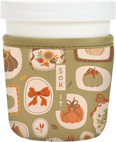 Vista 153 de Sok It IceCreamSok - Funda de neopreno aislada (flores abstractas, pintas de helado cónicas)