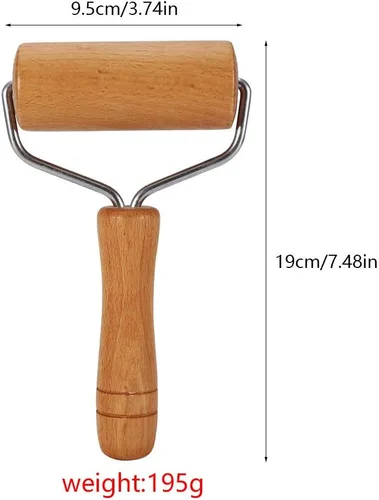 Vista 5 de Rodillo de pastelería y pizza Baker Roller Utensilios de cocina de madera para hornear (2)