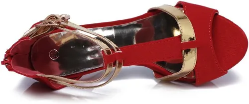 Vista 6 de Gatuxus Zapato abierto de plataforma, para mujeres, con tacón alto, de tiras para fiesta de graduación