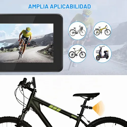 Vista 7 de Espejo de bicicleta para bicicleta, cámara de visión trasera de bicicleta 1080P con pantalla de 4.3 pulgadas, cámara de visión nocturna a color gran