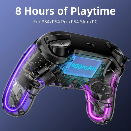 Vista 7 de Honghao Custom Controllers For PS4 with Hall Trigger and 8 Color Changing LED Lights, Wireless PS4 Remote Dual 4 Shock Aimbot Joystick Controller
