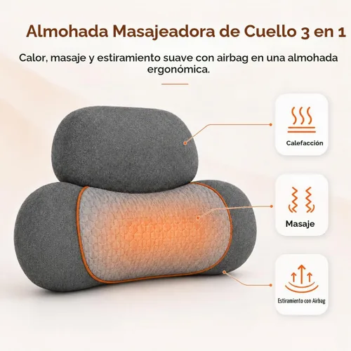 Vista 2 de Almohadas de masaje de cuello 3 en 1 con calor para aliviar el dolor de tejido profundo, corrector cervical recargable de joroba cervical, soportes
