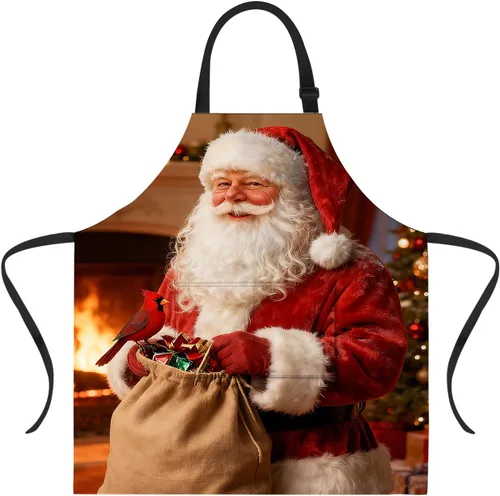 Vista 33 de ANNA QUEEN Delantal de Feliz Navidad para mujeres y hombres con bolsillos, delantal de muñeco de nieve, delantal de cocina ajustable para cocinero