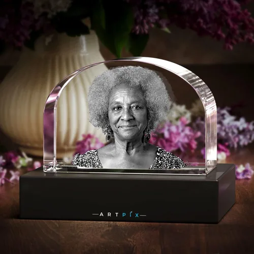Vista 4 de ArtPix 3D Lápida de fotos de cristal, regalos conmemorativos personalizados para la pérdida de mamá, papá, abuela, abuelo, esposa, mascota, gato