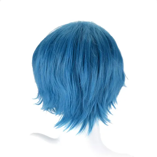 Vista 3 de GOOACTION 11.8 in mujeres corto anime natural recto azul peluca con flequillo para marinero mercurio Halloween Cosplay sintético pelucas de pelo