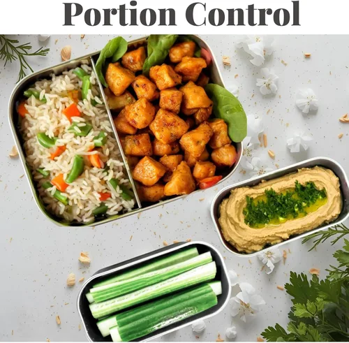 Vista 8 de Lonchera de acero inoxidable a prueba de fugas de 27 onzas, contenedores de almuerzo de acero inoxidable, caja Bento, recipientes de metal para Negro