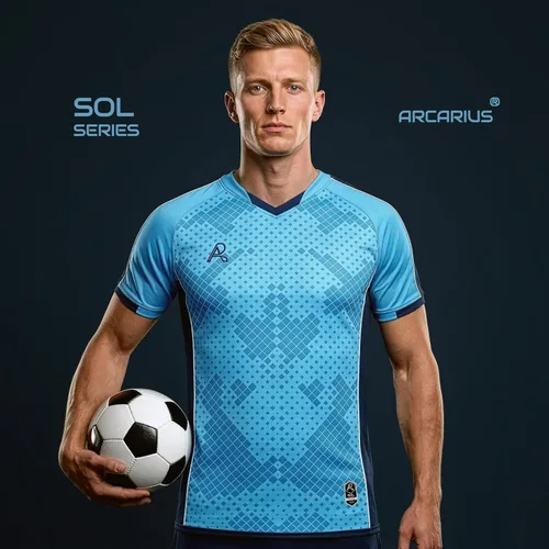 Vista 2 de Arcarius Camiseta Pro de Fútbol para Hombre – Uniforme de Partido o Portero con Absorción de Humedad Azul claro