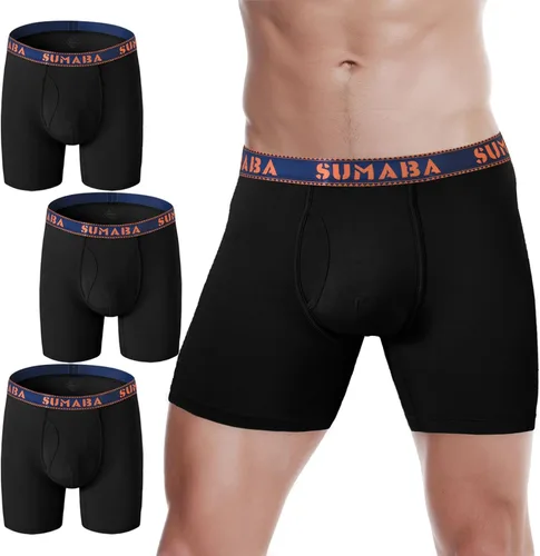 Vista 41 de SUMABA Calzoncillos tipo bóxer de pierna larga para hombre, con bolsa que no se suben para hombre 1 paquete: verde militar02