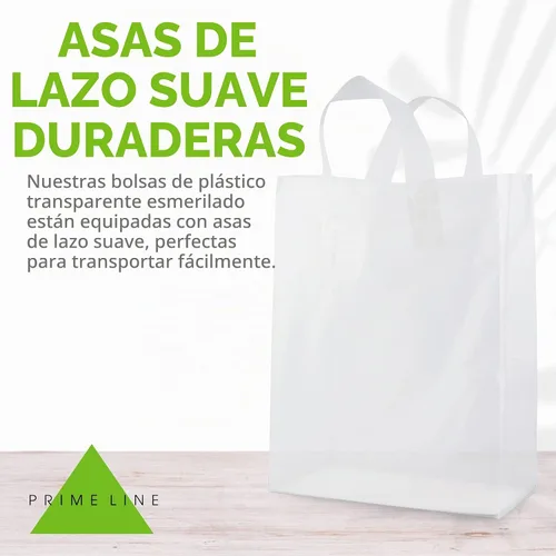 Vista 6 de Prime Line Packaging Bolsas de regalo esmeriladas con asas, 10 x 5 x 13 Blanco
