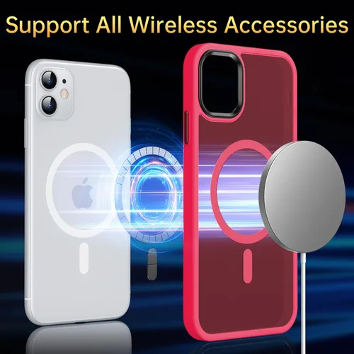 Vista 7 de Funda magnética para iPhone 11, [probada en caídas de grado militar] [compatible con MagSafe] a prueba de golpes, translúcida y dura, suave funda