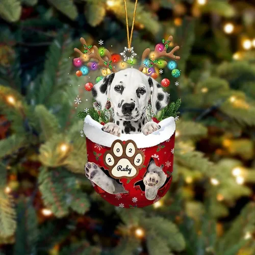 Vista 157 de Adornos personalizados de Pug cervatillo – Decoración personalizada para árbol de Navidad con patas de bolsillo de nieve