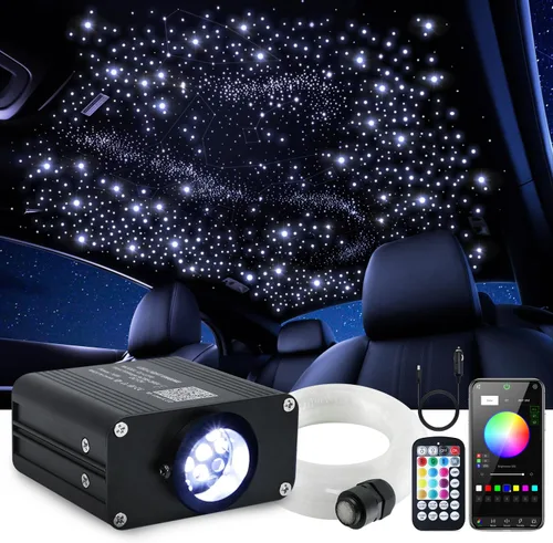 Vista 13 de Car Home Starlight Headliner Star - Kit de luces de techo parpadeantes y activadas por sonido, 200 unidades, 0.03 pulgadas x 9.8 pies, RGBW 16 W