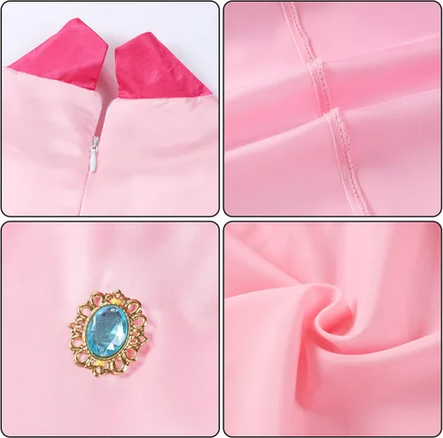Vista 5 de Antbutler Disfraz de melocotón para niñas, vestido de durazno de súper princesa, disfraz de Halloween con corona de accesorios