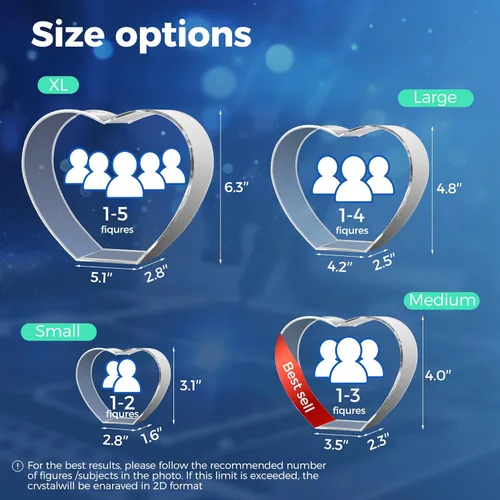 Vista 4 de Foto de cristal 3D con forma de corazón personalizada, regalo de imagen de cristal grabada con láser para papá, marido, abuelo, día del padre