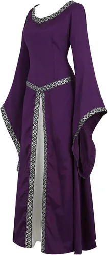 Vista 2 de Zhitunemi Vestido renacentista para mujer, disfraz medieval de Halloween, vestido gótico