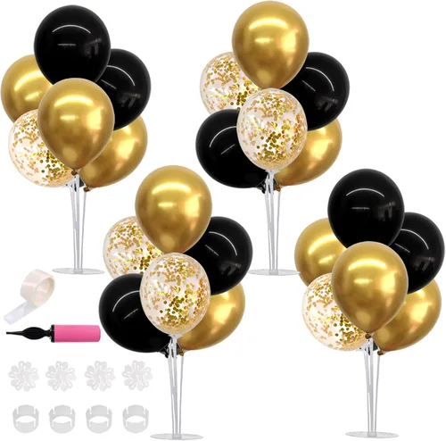 Vista 13 de TONIFUL Juego de 6 centros de mesa de globos de color azul marino y plateado para mesa, kit de arco de globos para decoraciones de graduación 2026