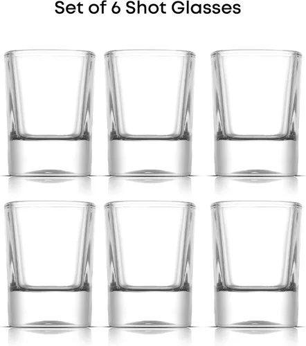 Vista 3 de JoyJolt Set de 6 vasos de trago corto de base pesada, vasos de tragos de 2 onzas