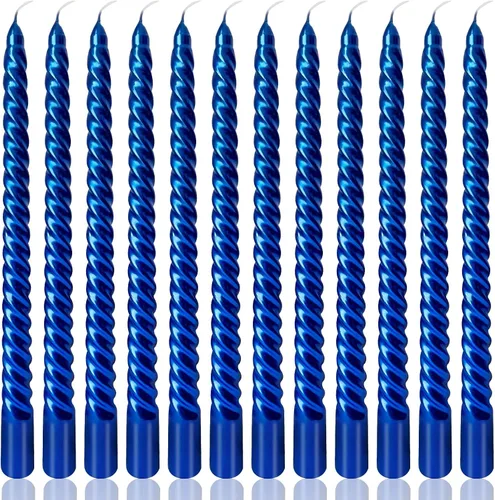 Vista 18 de Juego de velas cónicas en espiral doradas de 10 pulgadas para Navidad, paquete de 12 velas torcidas sin perfume, velas delgadas y cónicas sin goteo