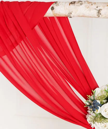 Vista 7 de 2 paneles de cortinas de tela de gasa para arco de boda, paneles de cortina de telón de fondo de fiesta, decoración de ceremonia y recepción