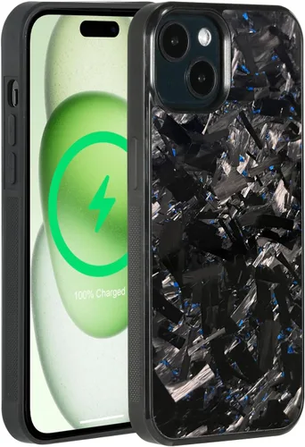 Vista 16 de Grip Series - Funda para iPhone 15 con fibra de carbono forjada real, diseño de bordes agarres, imanes integrados, compatible con cargadores y Negro