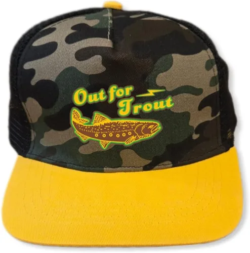 Vista 30 de ThatsRad Out for Trout Camionero Camuflaje Sombrero Visera Cuerda Snapback Camo Pesca Mosca