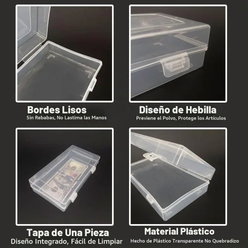Vista 3 de Smatagee 200 fundas de plástico transparente para billetes con caja de almacenamiento, protector de láminas para moneda, dinero, billetes, billetes