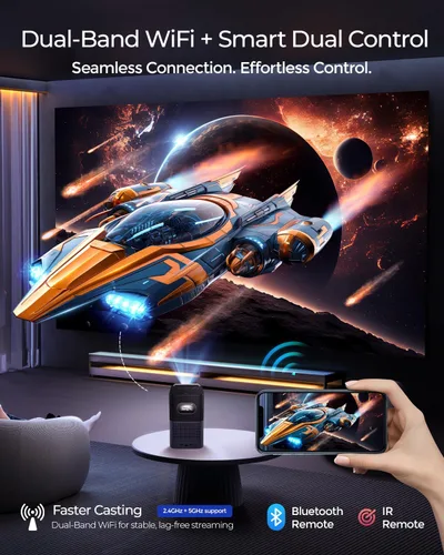 Vista 7 de TCL Proyector inteligente A1s compatible con 4K, 600 lúmenes ISO, compatible con Google TV y Netflix, WiFi y Bluetooth, enfoque automático Keystone