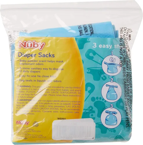Vista 3 de Nuby Bolsas desechables para pañales, aroma fresco de polvo para bebé, paquete de 2 (50 unidades cada paquete)