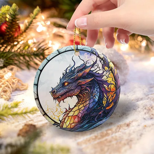 Vista 4 de Adorno de Navidad de dragón 2025, adorno de Navidad, adornos de árbol de Navidad, accesorios para colgar, decoración de Navidad, amantes del dragón