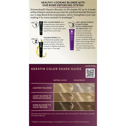 Vista 61 de Schwarzkopf Keratin - Tinte para el cabello rubio, 7.0 rubio ceniza oscuro, coloración permanente de calidad profesional, sistema de refuerzo