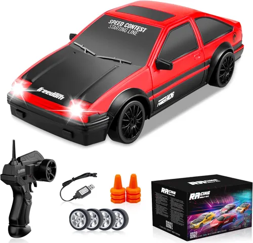 Vista 9 de Coches de Deriva RC, 2.4Ghz 1:24 Coche de Control Remoto 4WD de Alta Velocidad Deriva RC con Luz LED y Neumáticos de Deriva Coches de Juguete