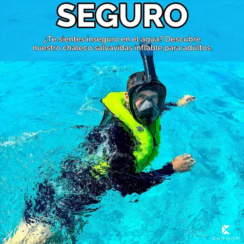 Vista 6 de Khroom Full Face Snorkel Mask for Adults, CO2 Safe, Anti-Fog, 180° View Blanco Meshbag