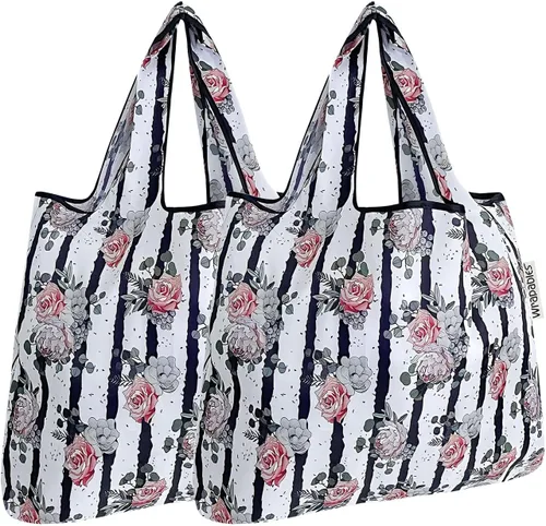 Vista 44 de allydrew Bolsa plegable de nailon para comestibles reutilizable (Set de 2), Ballenas Azules