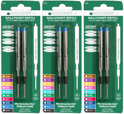 Vista 30 de Monteverde USA Soft - Recambios de bolígrafo para adaptarse a bolígrafos Lamy, tinta negra, punta media, escritura suave y confiable, paquete de 2